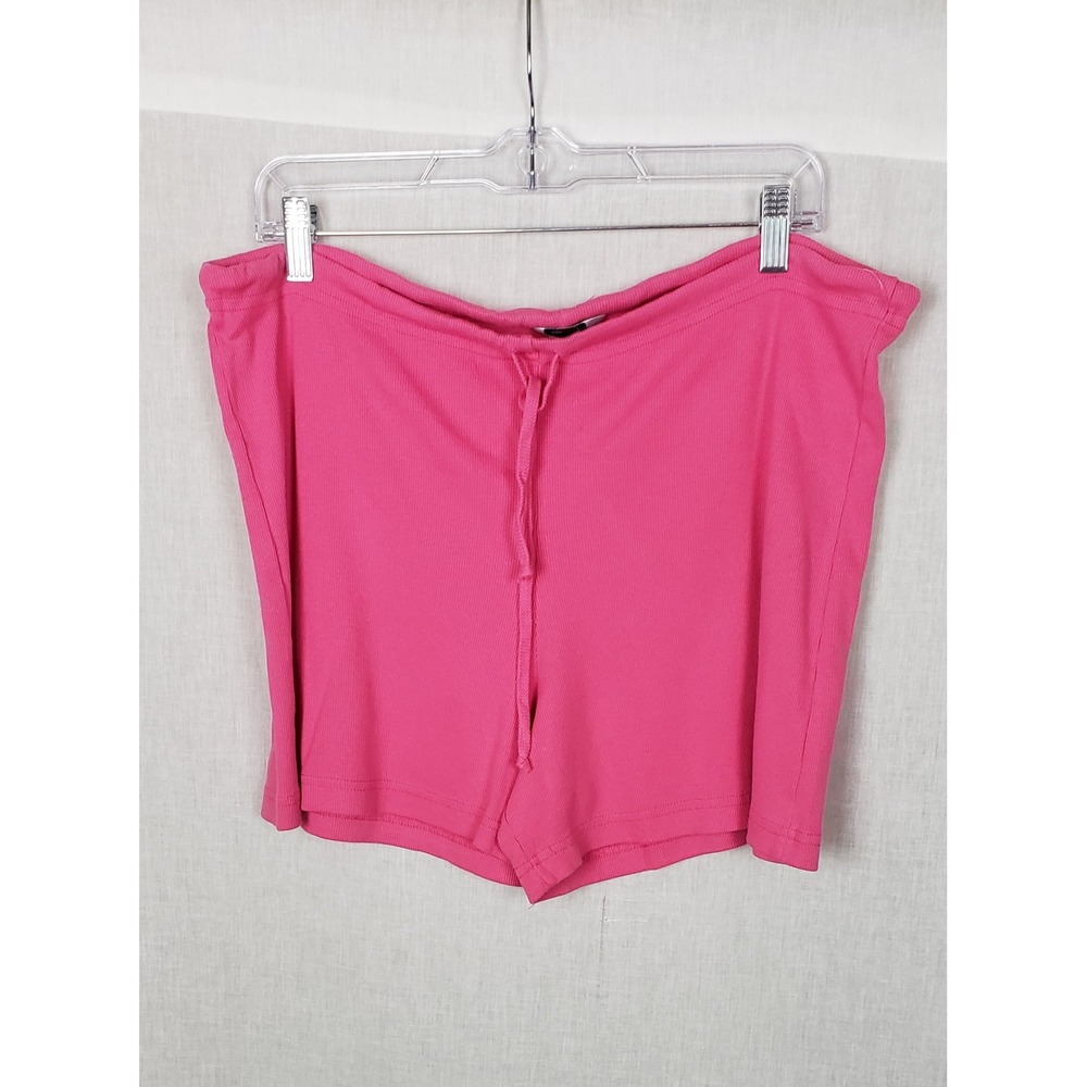 Hard Tail Forever Hot Pink Ribbed Knit Drawstring Lounge Shorts L Casual Spring